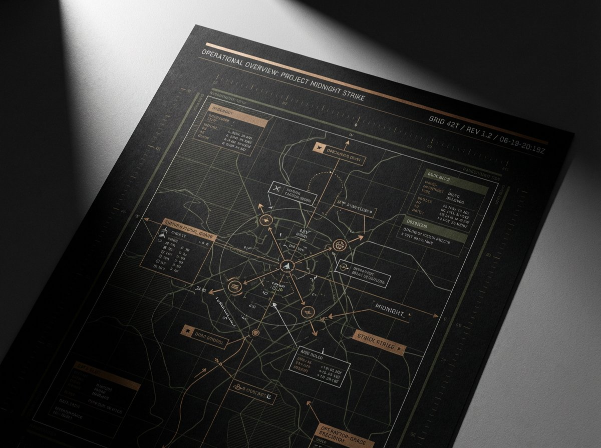 Durindal operational overview map — Project Midnight Strike, GRID 42T / REV 1.2