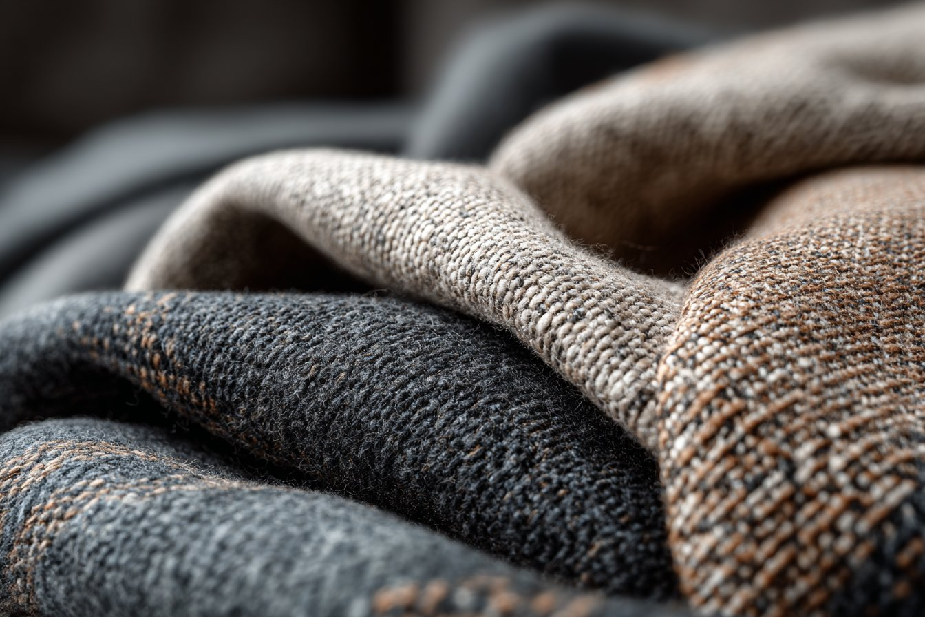 Textile — folded linen and wool fabric close-up